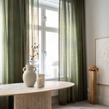 Sheer linen curtain - khaki
