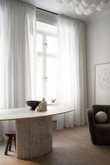 Sheer linen curtain fabric sample – Pure White