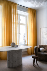 Sheer linen curtain - mustard