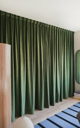 Ready-made velvet curtain, forest green, 140cm wide, drop 200cm (1 panel)
