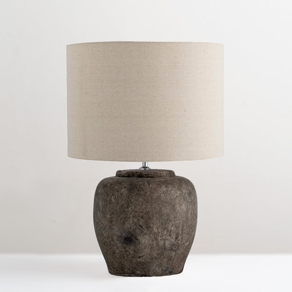 Isabelle stoneware table lamp with linen lampshade