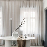 Ready-made sheer linen curtain, sand, 280cm wide, drop 242cm (single)