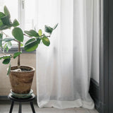 Ready made white sheer linen curtain 230cm length / 140cm wide (1 panel)