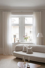 Metal curtain pole and rings in chrome