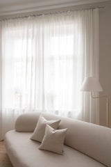 Metal curtain pole and rings in chrome