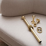Metal curtain pole and rings in bronze