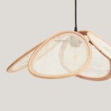Rattan and linen petal ceiling light