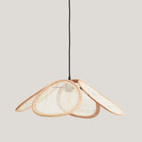 Rattan and linen petal ceiling light
