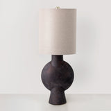 Sergio terracotta table lamp with linen lampshade