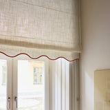 Scallop Edge Linen Roman Blind - Off-white/Terracotta