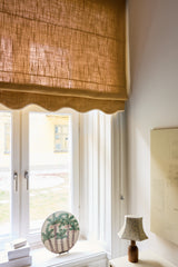 Scallop Edge Linen Roman Blind - Mustard/Sand