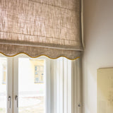 Scallop Edge Linen Roman Blind - Sand/Mustard