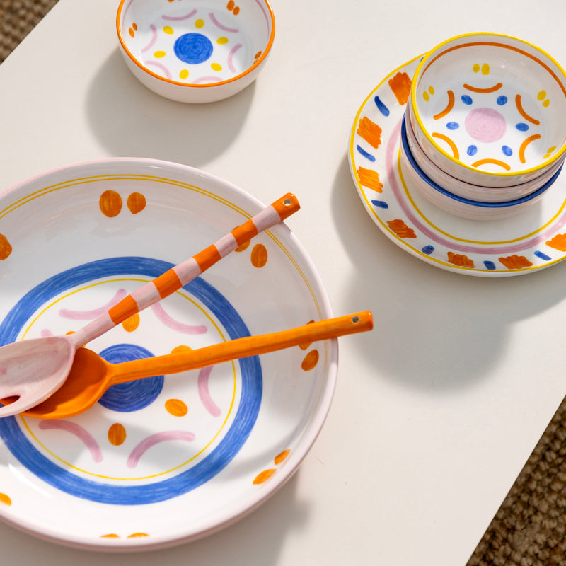 Boavista salad servers, pink and orange