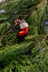 Christmas stocking glass tree ornament, red