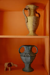 HKLiving New classic stoneware vase, Cream and yellow stripe, pre-order