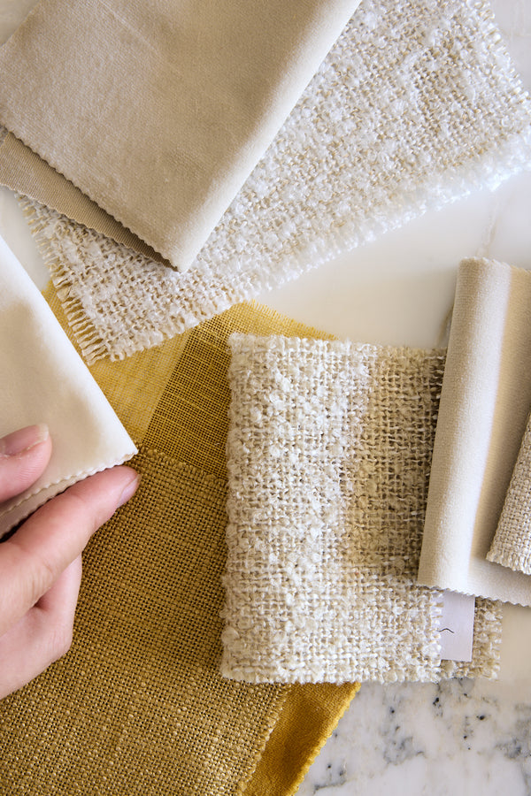 Linen curtain fabric sample – Oat yellow