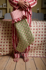Att Pynta x Yonder Christmas stocking, green and pink star, pre-order