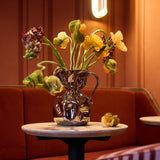 Crumple hand-made porcelain vase, Chrome