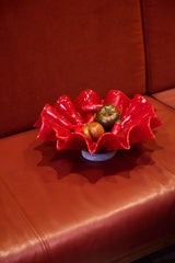 Lorin mouth-blown glass bowl, red and white