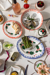 Holly platter, blue, large