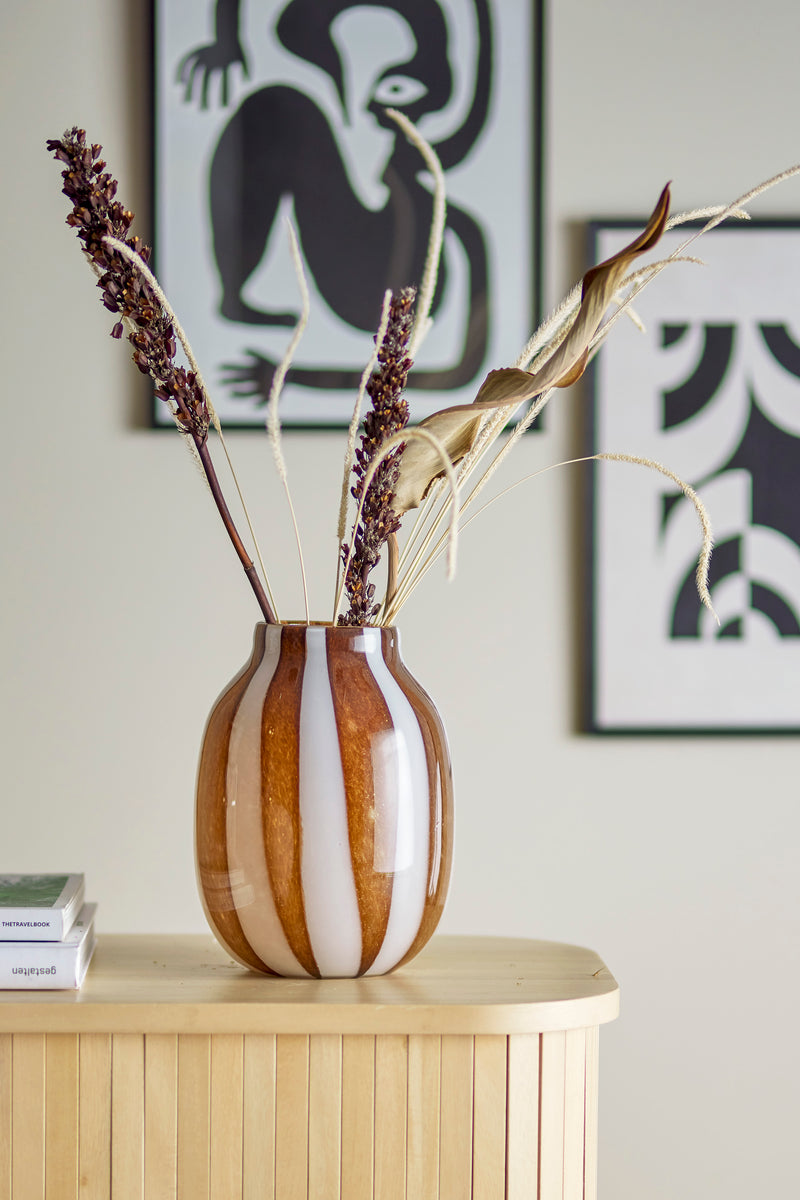 Mayah mouthblown stripe glass vase