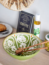 Heikki hand painted green glazed stoneware serving bowl, large - PRE ORDER