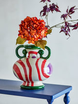 Betiva stoneware vase, red stripe, pre-order