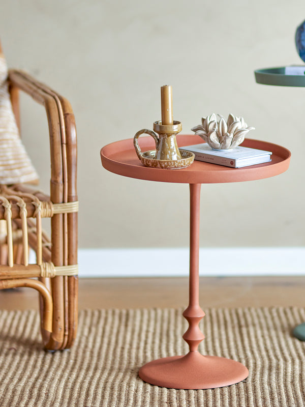 Anjou terracotta red metal side table