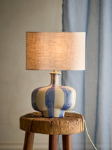 Alida hand-painted stoneware table lamp, blue stripe