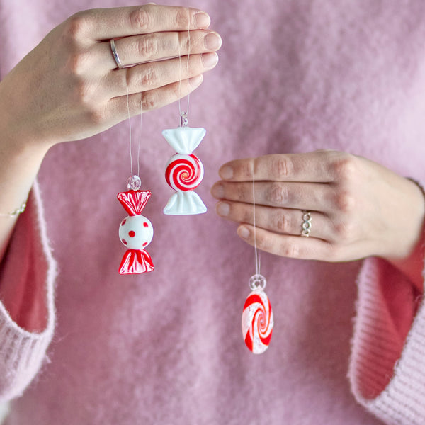 Karamell hand-crafed glass candy ornament  - Set of 3