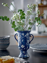 Amara floral stoneware vase, blue, pre-order