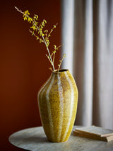 Abella large stoneware vase, mustard yellow