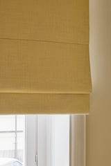 Linen roman blind - Oat Yellow - Blackout Lined