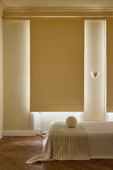 Linen roman blind - Oat Yellow - Blackout Lined