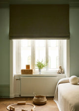 Linen roman blind - Khaki - Blackout Lined