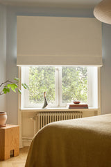 Linen roman blind - Pure white - Blackout Lined