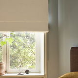 Linen roman blind - Pure white - Blackout Lined