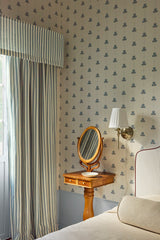 Stripe Linen Curtain - Dove Blue - Blackout Lined