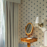 Stripe Linen Curtain - Dove Blue - Blackout Lined