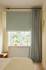 Linen roman blind - Dove Blue - Blackout Lined