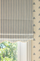 Scalloped Edge Stripe roman blind - Dove blue