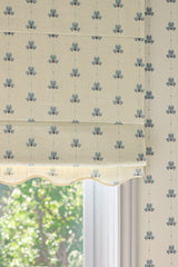 Scalloped Edge Sweet Pea Roman Blind - Dove Blue - Blackout Lined