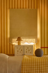 Scalloped Edge Linen Roman Blind - Oat - Blackout Lined