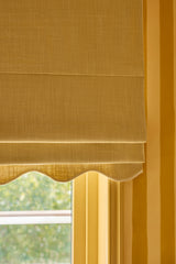 Scalloped Edge Linen Roman Blind - Oat - Blackout Lined