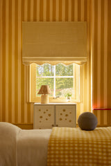 Scalloped Edge Linen Roman Blind - Oat - Blackout Lined