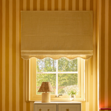 Scalloped Edge Linen Roman Blind - Oat - Blackout Lined
