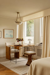 Sakura raw cotton café curtain - Ivory