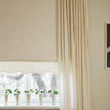 Scalloped Edge Linen Roman Blind - Pure white - Blackout Lined