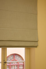 Linen roman blind - Olive Green - Blackout Lined
