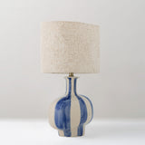 Alida hand-painted stoneware table lamp, blue stripe